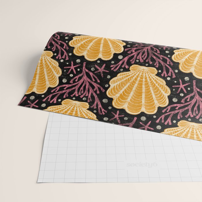 Seashell - marigold and black Wrapping Paper Gallery Image 2