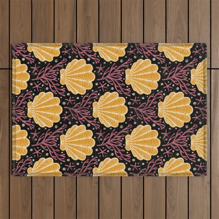 Seashell - marigold and black Outdoor Rug Gallery Image 1