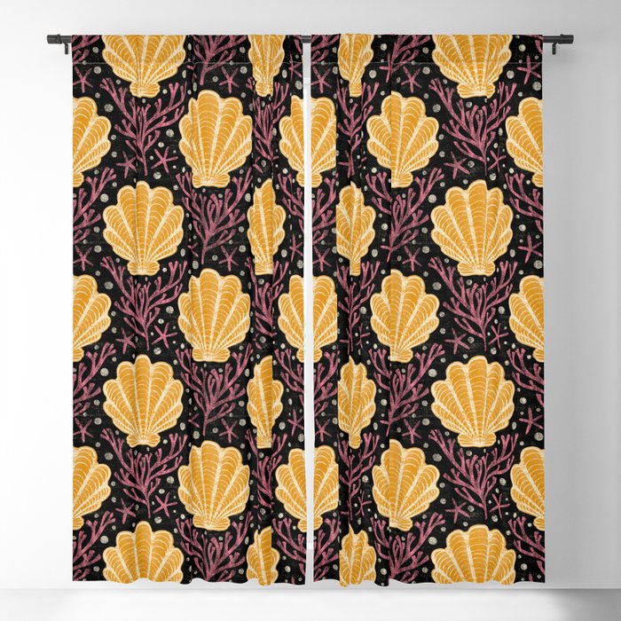 Seashell - marigold and black Window Curtain Gallery Image 5