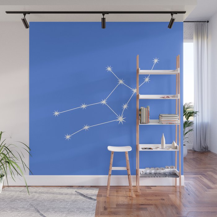 Virgo Zodiac Star Constellation Line Art Bright Blue Wall Mural Gallery Image 1