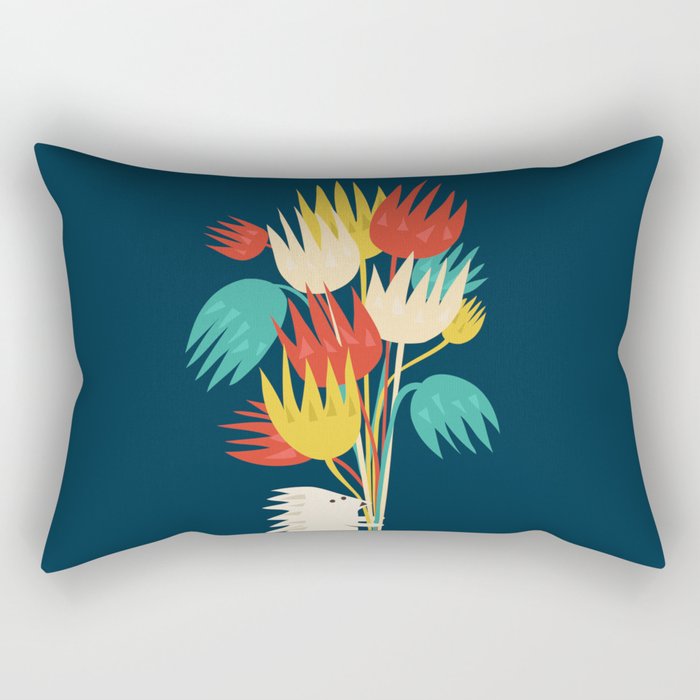 Hedgehog with flowers Rectangular Pillow Gallery Image 1