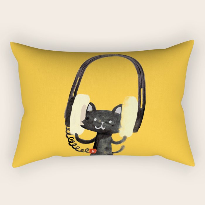 I Love Huge Headphone Rectangular Pillow Gallery Image 1
