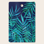 Watercolor Palm Leaves on Navy Cutting Board Gallery Image 1