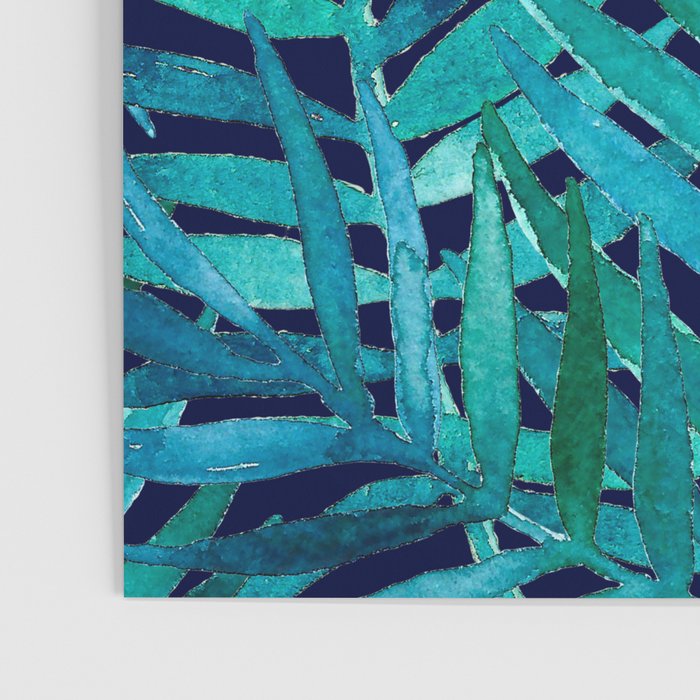 Watercolor Palm Leaves on Navy Poster Gallery Image 3