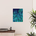 Watercolor Palm Leaves on Navy Poster Gallery Image 2