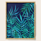 Watercolor Palm Leaves on Navy Serving Tray Gallery Image 1
