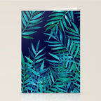 Watercolor Palm Leaves on Navy Stationery Card Gallery Image 2
