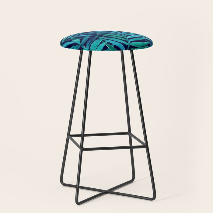 Watercolor Palm Leaves on Navy Stool Gallery Image 1
