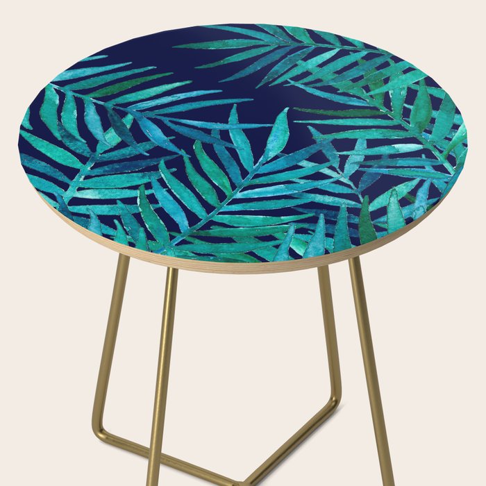Watercolor Palm Leaves on Navy Side Table Gallery Image 2