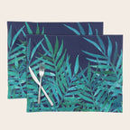 Watercolor Palm Leaves on Navy Placemat Gallery Image 1