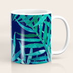 Watercolor Palm Leaves on Navy Coffee Mug Gallery Image 1