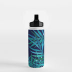 Watercolor Palm Leaves on Navy Water Bottle Gallery Image 2
