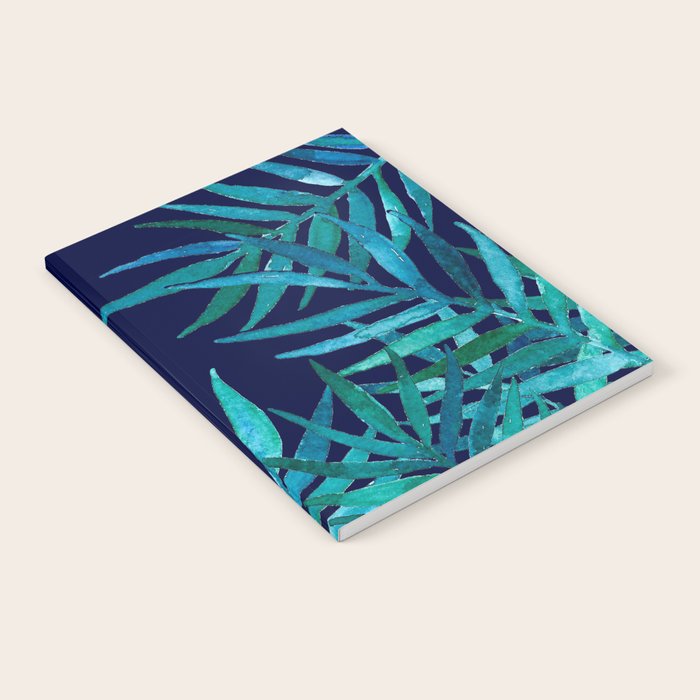 Watercolor Palm Leaves on Navy Notebook Gallery Image 1