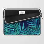 Watercolor Palm Leaves on Navy Laptop Sleeve Gallery Image 2