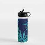 Watercolor Palm Leaves on Navy Water Bottle Gallery Image 1