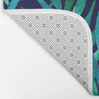 Watercolor Palm Leaves on Navy Bath Mat Gallery Image 2