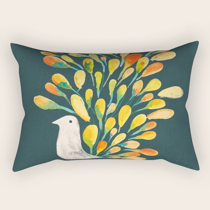 Watercolor Peacock Rectangular Pillow Gallery Image 1