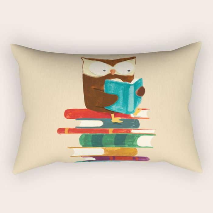Owl Reading Rainbow Rectangular Pillow Gallery Image 2