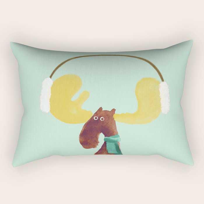 This moose is ready for winter Rectangular Pillow Gallery Image 1