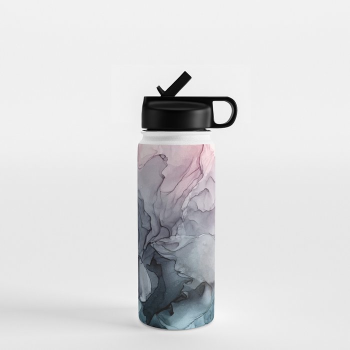 Blush and Payne's Grey Flowing Abstract Painting Water Bottle Gallery Image 1