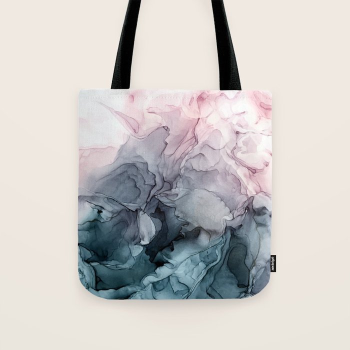 Blush and Payne's Grey Flowing Abstract Painting Tote Bag Gallery Image 1