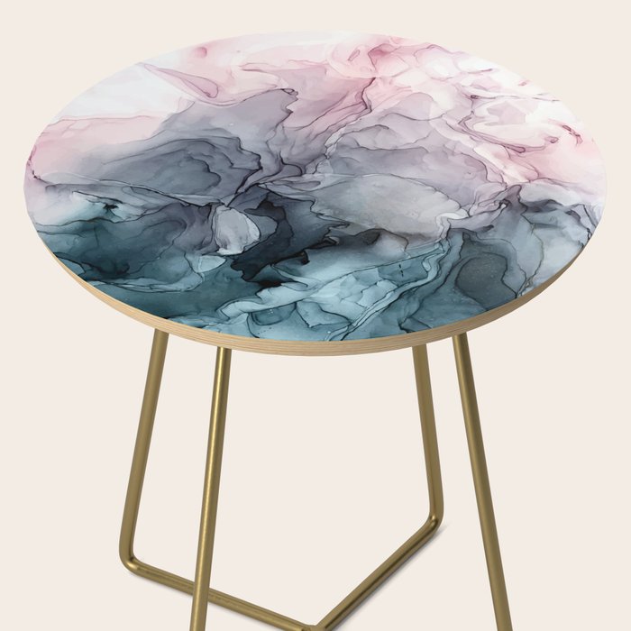 Blush and Payne's Grey Flowing Abstract Painting Side Table Gallery Image 2