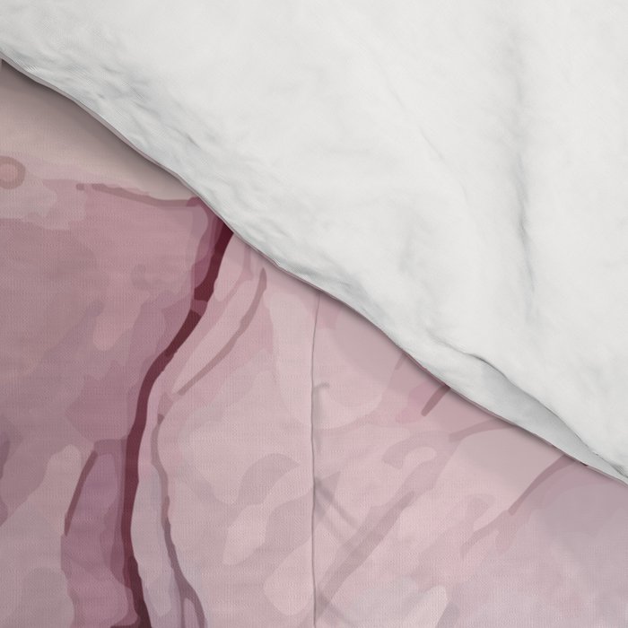 Blush and Payne's Grey Flowing Abstract Painting Comforter Gallery Image 4