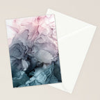 Blush and Payne's Grey Flowing Abstract Painting Stationery Card Gallery Image 2