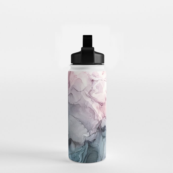 Blush and Payne's Grey Flowing Abstract Painting Water Bottle Gallery Image 2