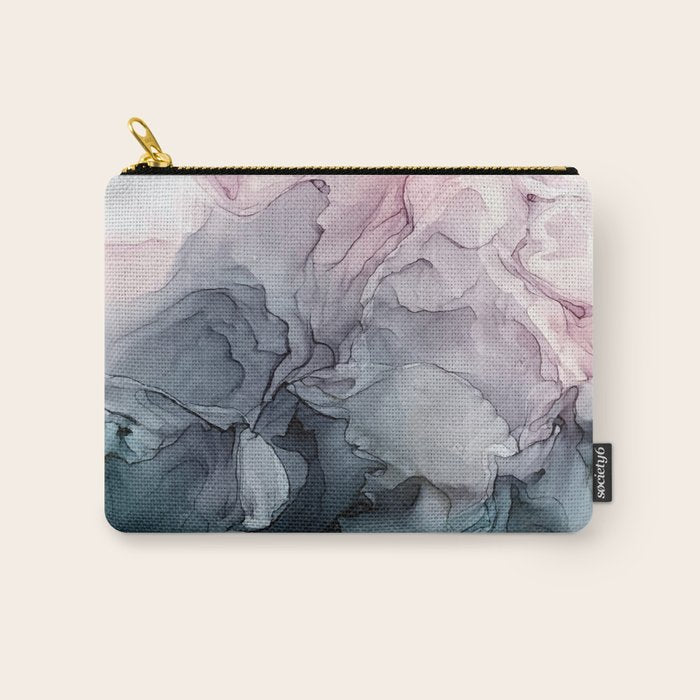 Blush and Payne's Grey Flowing Abstract Painting Carry All Pouch Gallery Image 1