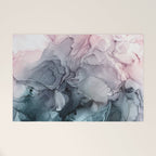 Blush and Payne's Grey Flowing Abstract Painting Welcome Mat Gallery Image 1