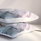 Blush and Payne's Grey Flowing Abstract Painting Pillow Sham Gallery Image 3