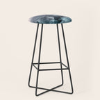 Blush and Payne's Grey Flowing Abstract Painting Stool Gallery Image 1