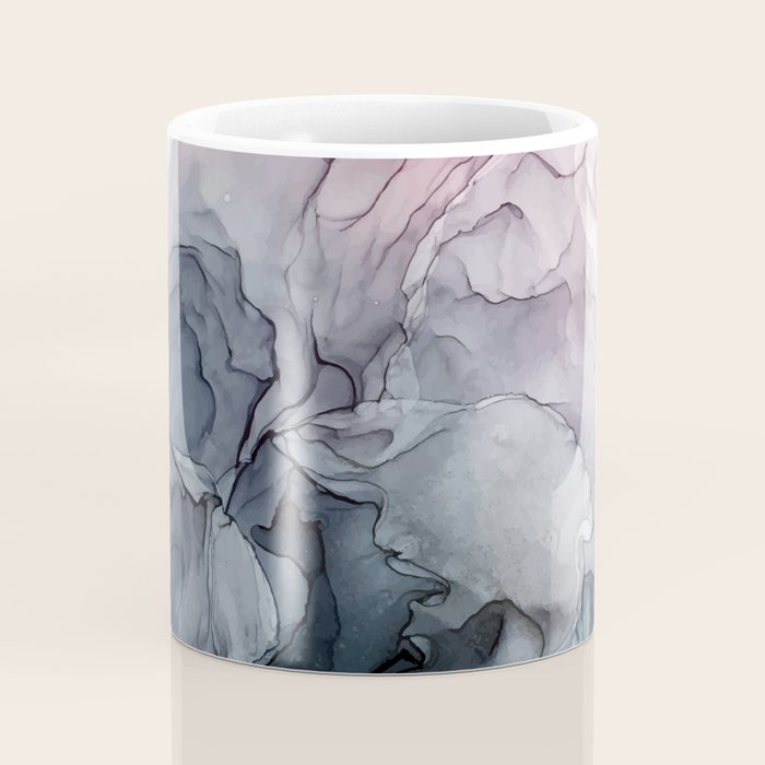 Blush and Payne's Grey Flowing Abstract Painting Coffee Mug Gallery Image 4