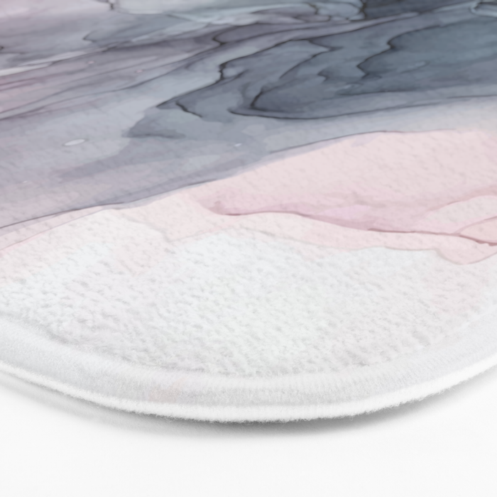 Blush and Payne's Grey Flowing Abstract Painting Bath Mat Gallery Image 3