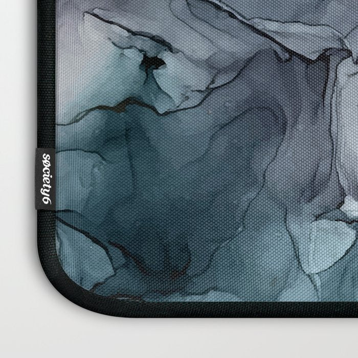 Blush and Payne's Grey Flowing Abstract Painting Laptop Sleeve Gallery Image 3