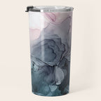 Blush and Payne's Grey Flowing Abstract Painting Travel Mug Gallery Image 3