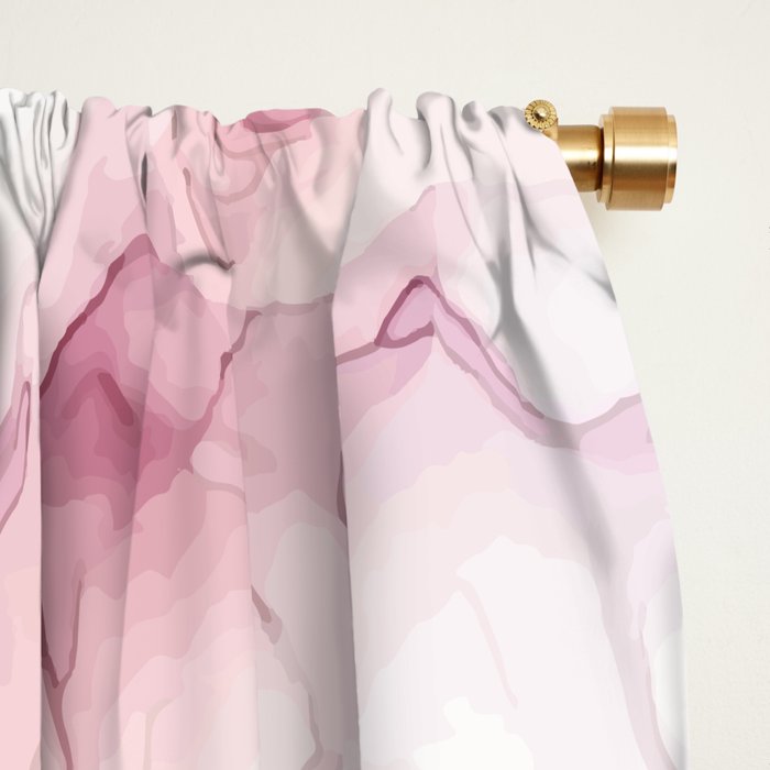 Blush and Payne's Grey Flowing Abstract Painting Window Curtain Gallery Image 2