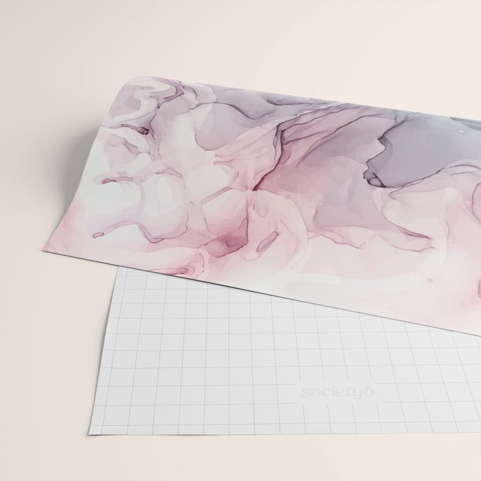 Blush and Payne's Grey Flowing Abstract Painting Wrapping Paper Gallery Image 2