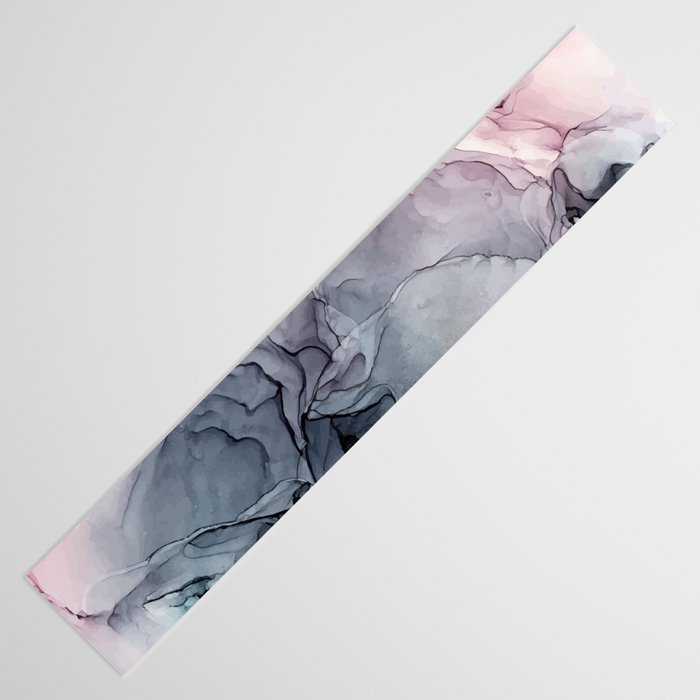 Blush and Payne's Grey Flowing Abstract Painting Table Runner Gallery Image 3