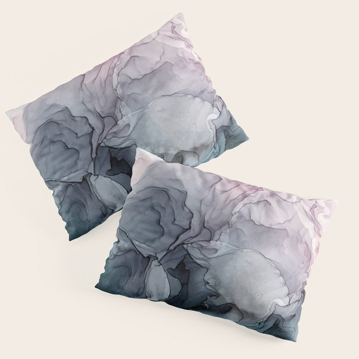 Blush and Payne's Grey Flowing Abstract Painting Pillow Sham Gallery Image 3
