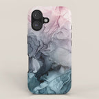 Blush and Payne's Grey Flowing Abstract Painting iPhone Case Gallery Image 1