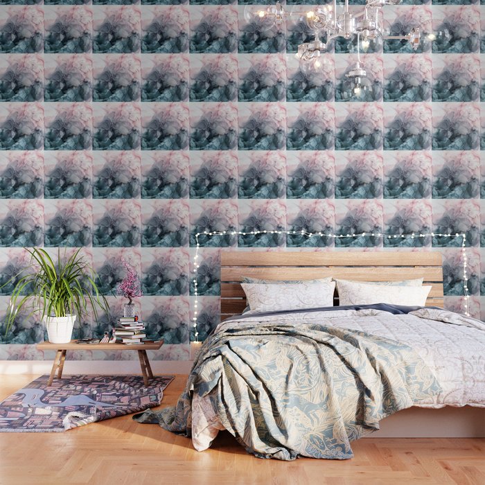 Blush and Payne's Grey Flowing Abstract Painting Wallpaper Gallery Image 3