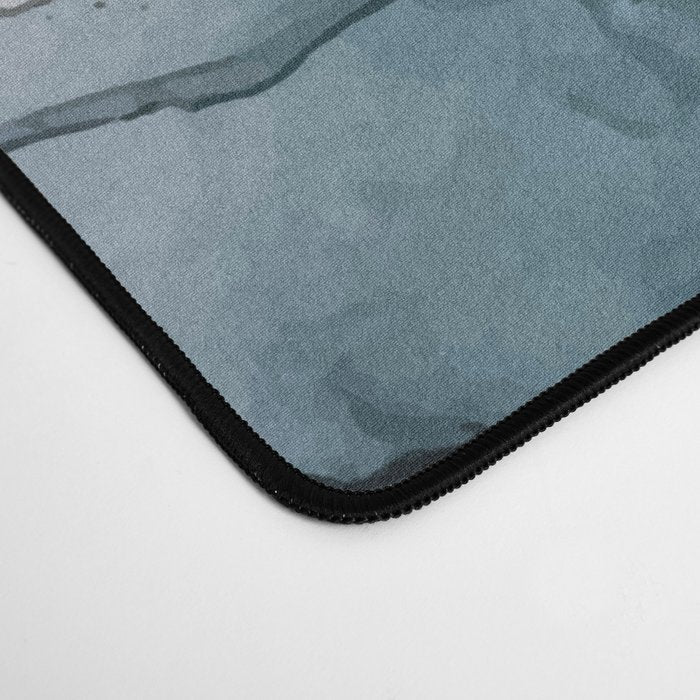 Blush and Payne's Grey Flowing Abstract Painting Desk Mat Gallery Image 4
