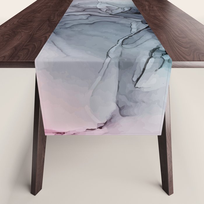 Blush and Payne's Grey Flowing Abstract Painting Table Runner Gallery Image 1