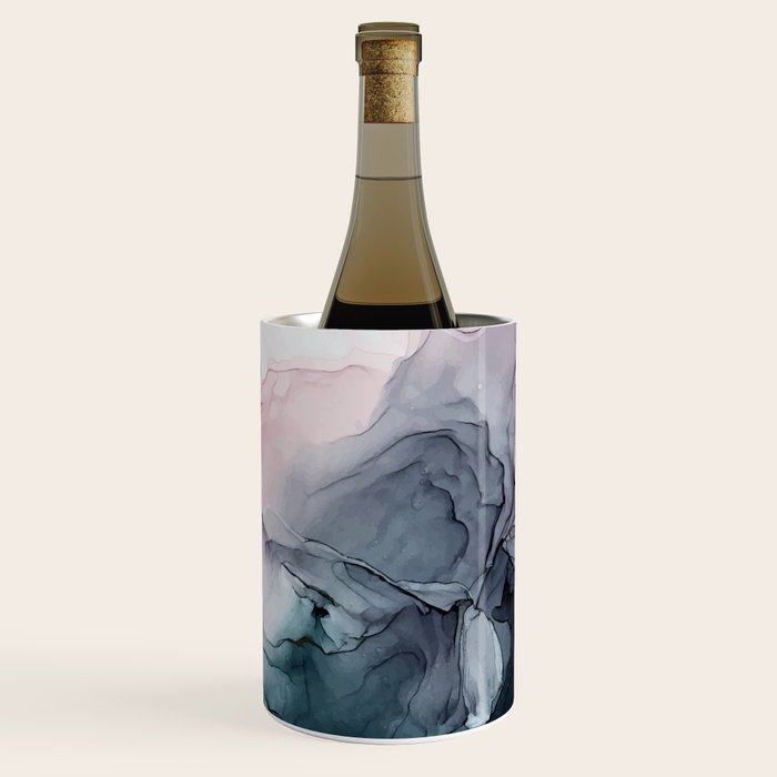 Blush and Payne's Grey Flowing Abstract Painting Wine Chiller Gallery Image 2