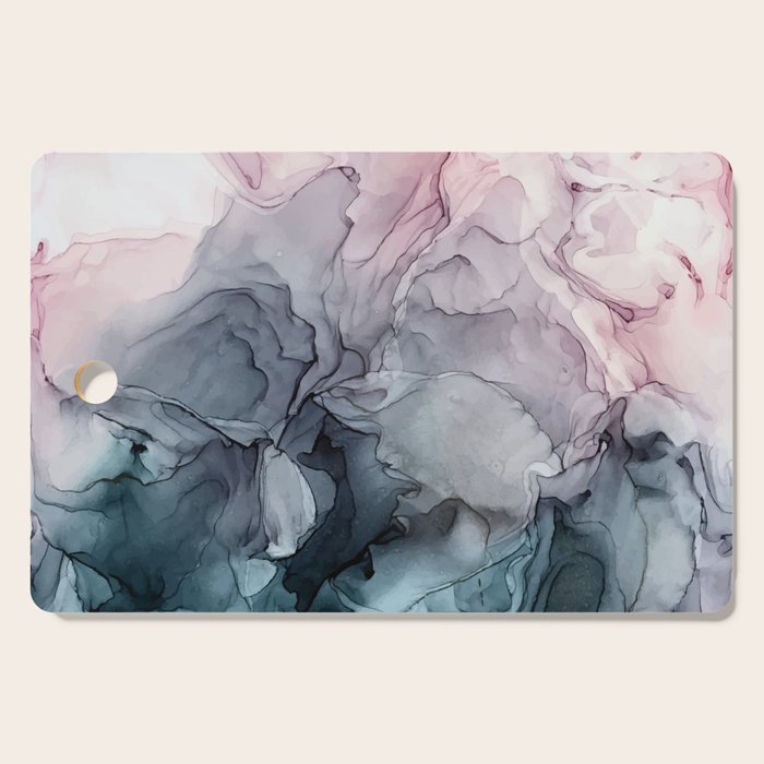 Blush and Payne's Grey Flowing Abstract Painting Cutting Board Gallery Image 1