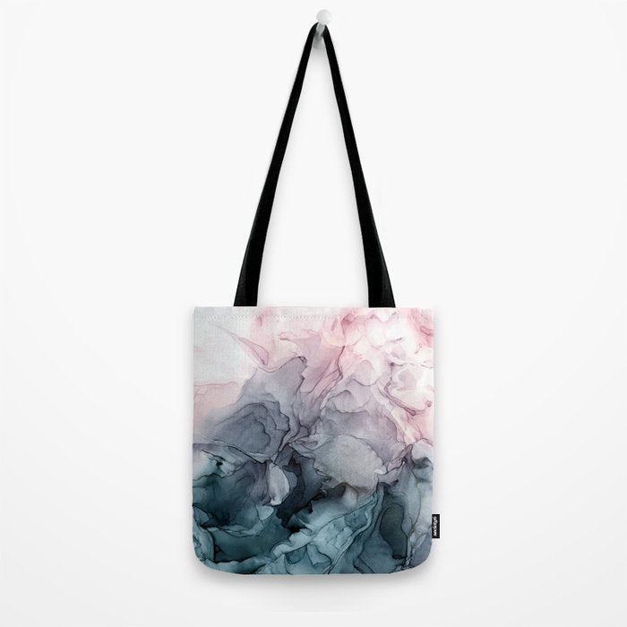 Blush and Payne's Grey Flowing Abstract Painting Tote Bag Gallery Image 2