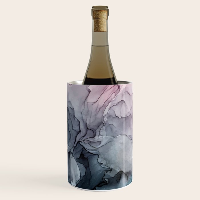 Blush and Payne's Grey Flowing Abstract Painting Wine Chiller Gallery Image 1
