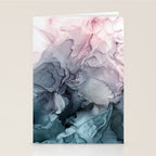 Blush and Payne's Grey Flowing Abstract Painting Stationery Card Gallery Image 2